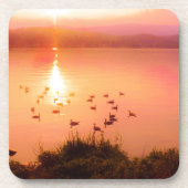 Rosa und pfirsichfarbene Seeufer Getränkeuntersetzer (Vorderseite)