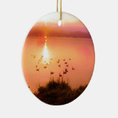 Rosa und pfirsichfarbene Seeufer Keramikornament (Rechts)