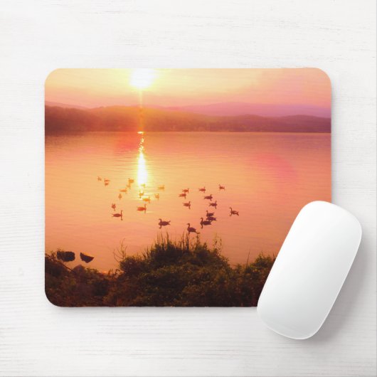 Rosa und pfirsichfarbene Seeufer Mousepad (Mit Mouse)