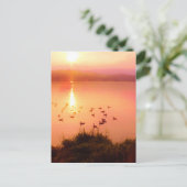 Rosa und pfirsichfarbene Seeufer Postkarte (Stehend Vorderseite)