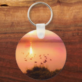 Rosa und pfirsichfarbene Seeufer Schlüsselanhänger (Vorderseite)