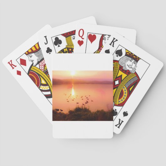 Rosa und pfirsichfarbene Seeufer Spielkarten (Rückseite)