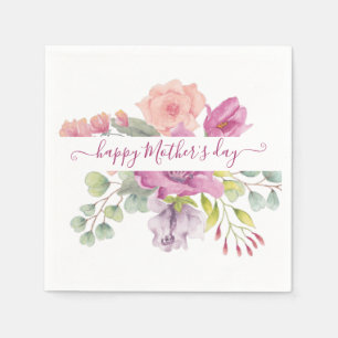 Rosa und pfirsichfarbene Wasserfarbe florale perso Serviette