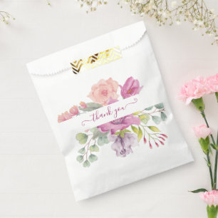 Rosa und pfirsichfarbene wasserfarbene Blumen pers Geschenktütchen