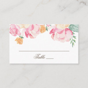 Rosa und pfirsichfarbener Garten Hochzeit Platzkarte