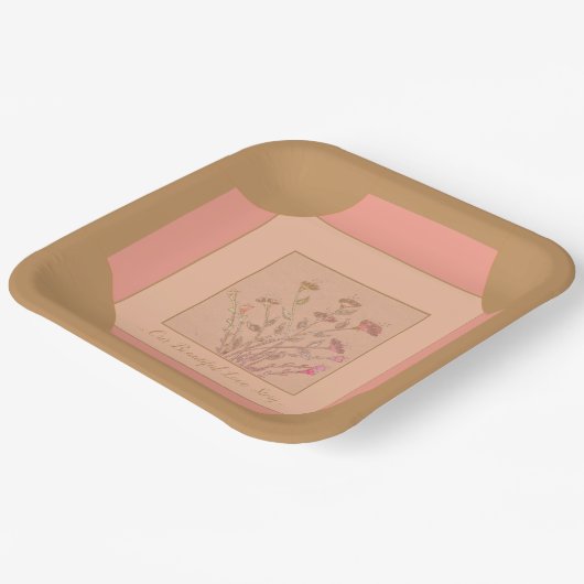 Rosa und pfirsichfarbener Platz Pappteller (Gewinkelt)