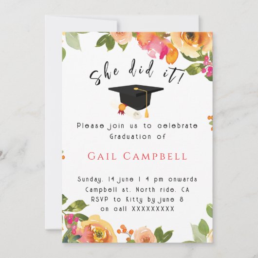 Rosa und pfirsichfarbenes Foto Einladung (Vorderseite)