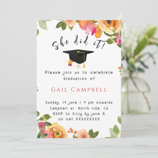 Rosa und pfirsichfarbenes Foto Einladung (Stehend Vorderseite)