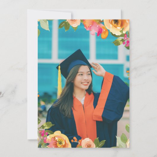 Rosa und pfirsichfarbenes Foto Einladung (Rückseite)