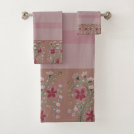 Rosa und Pflaume Badhandtuch Set