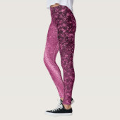 Rosa-und Pflaumen-Stickerei-strukturierte Leggings (Links)