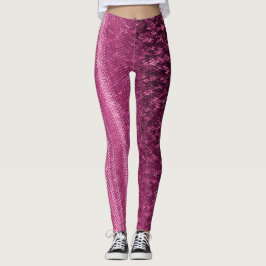 Rosa-und Pflaumen-Stickerei-strukturierte Leggings