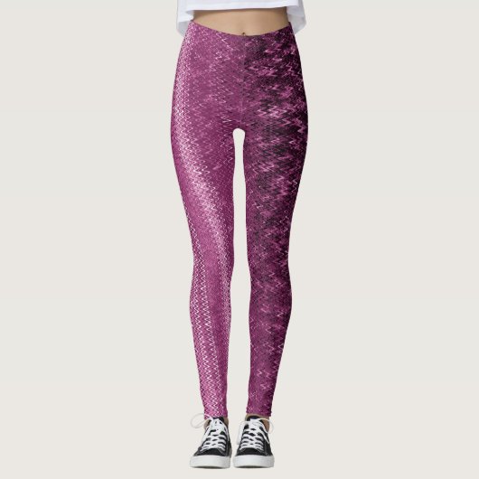 Rosa-und Pflaumen-Stickerei-strukturierte Leggings (Vorderseite)