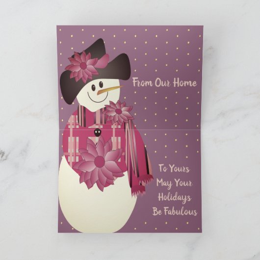 Rosa und Pflaumenschnee Feiertagskarte (Innenseite)