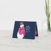 Rosa und Polka Dot Snowman Feiertagskarte (Rückseite)