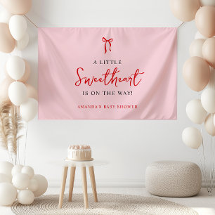 Rosa und Red Bow Valentine's Baby Shower Banner
