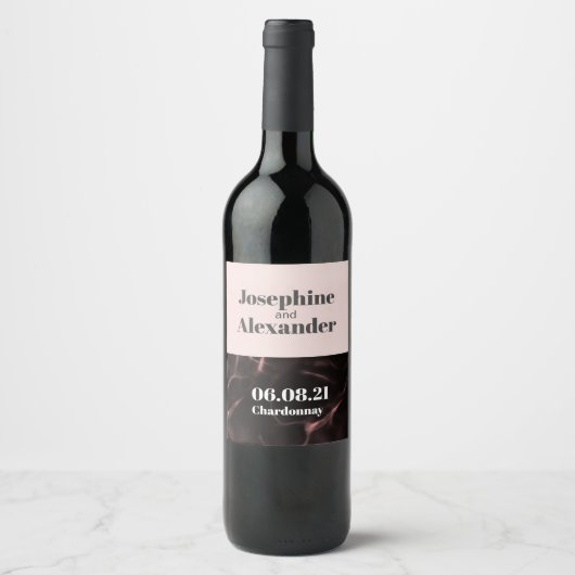 Rosa und rosa Marmormotiv Weinetikett (Vorderseite)