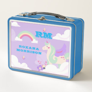 ROSA UND ROSA UND GEFLÜGELTES EINHORN GRÜN METALL BROTDOSE