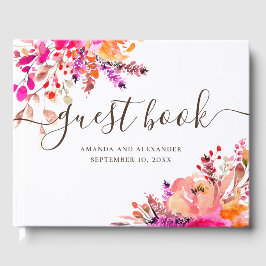 Rosa und rosa Wasserfarben Herbst Hochzeitszitate Gästebuch