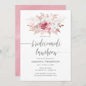 Rosa und Rose Blütenrosa Einladung (Vorne/Hinten)