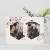 Rosa und Rose Geometrie | Zwei Fotos Save The Date (Stehend Vorderseite)