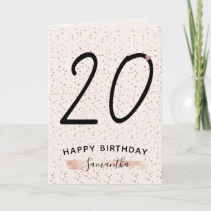 Rosa und Rose Gold 20 Geburtstag Karte