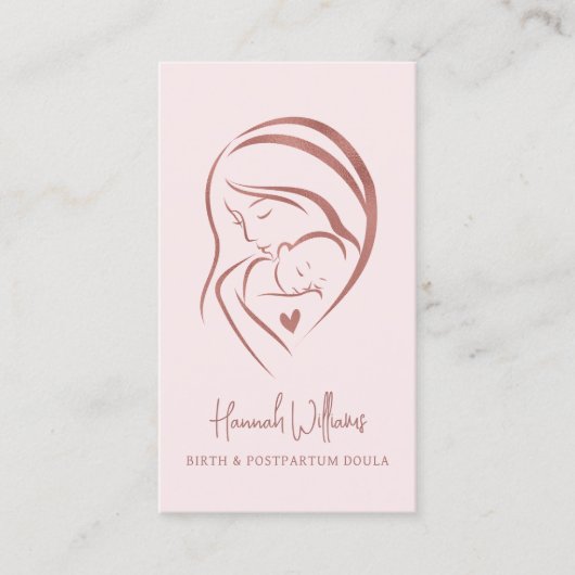Rosa und Rose Gold Birth & Postpartum Doula Visitenkarte (Vorderseite)