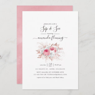 Rosa und Rose Gold Blumensippe und Siehe Einladung