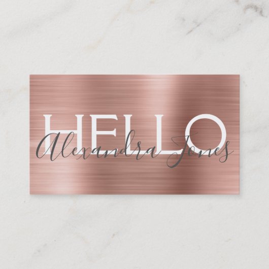 Rosa und Rose Gold Brushed Metal Hallo Visitenkarte (Vorderseite)
