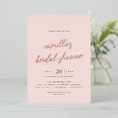 Rosa und Rose Gold | Einfaches Brautparty Folieneinladung (Stehend vorne)