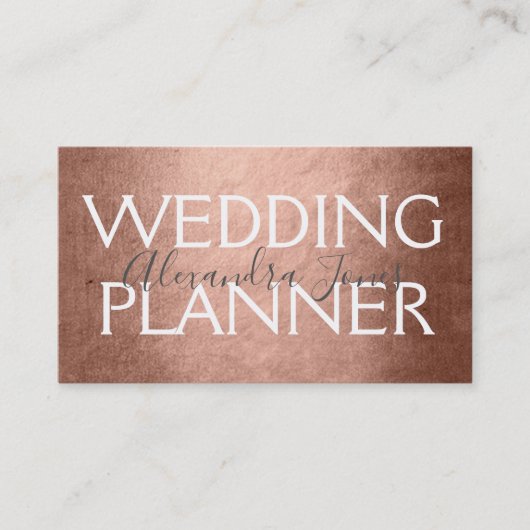 Rosa und Rose Gold Eleganter Hochzeitsplaner Visitenkarte (Vorderseite)