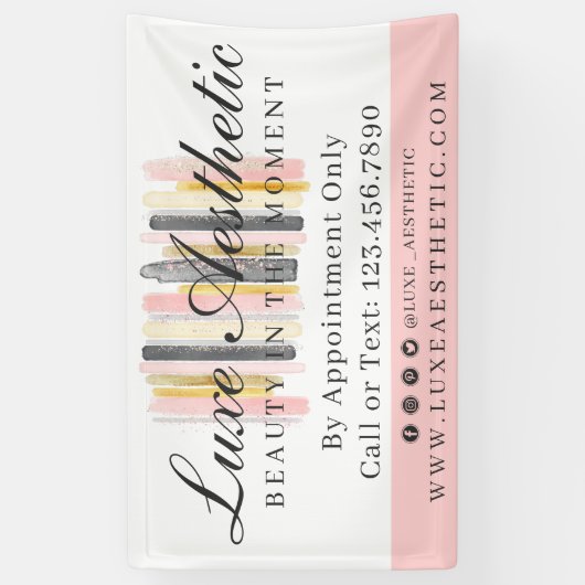 Rosa und Rose Gold Farbige Pinselstriche Banner (Vertikal)