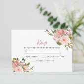 Rosa und Rose Gold Flora Elegantes Hochzeitsslima  RSVP Karte (Stehend Vorderseite)