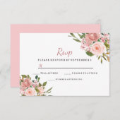 Rosa und Rose Gold Flora Elegantes Hochzeitsslima  RSVP Karte (Vorne/Hinten)