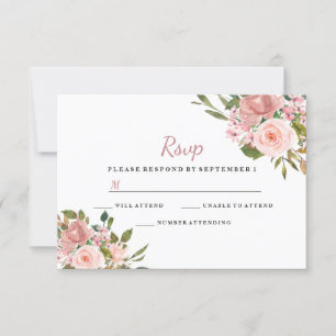 Rosa und Rose Gold Flora Elegantes Hochzeitsslima  RSVP Karte