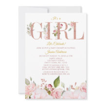 Rosa und Rose Gold Floral Baby Dusche