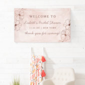 Rosa und Rose Gold Foil Brautparty Willkommen Banner (Insitu)