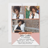 Rosa und Rose Gold Foil Graduation Party Feier Einladung (Rückseite)