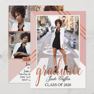 Rosa und Rose Gold Foil Graduation Party Feier Einladung