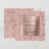 Rosa und Rose Gold Foil Leopard Glam 30. Einladung (Vorne/Hinten)