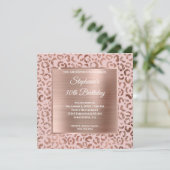 Rosa und Rose Gold Foil Leopard Glam 30. Einladung (Stehend Vorderseite)