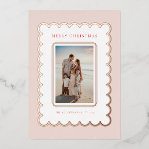 Rosa und Rose Gold Foil Scallop Weihnachtskarte Folien Feiertagskarte