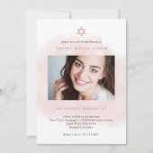 Rosa und Rose Gold| Foto Bat Mitzvah Einladung (Vorderseite)