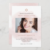 Rosa und Rose Gold| Foto Bat Mitzvah Einladung (Vorne/Hinten)