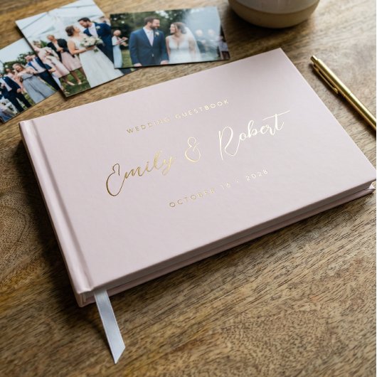 Rosa und Rose Gold Foto Hochzeit Gästebuch