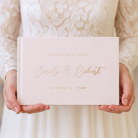 Rosa und Rose Gold Foto Hochzeit Gästebuch