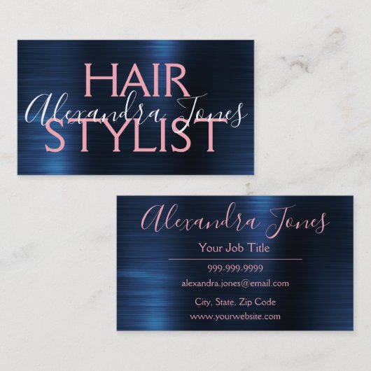 Rosa und Rose Gold gebürstete Stylist Visitenkarte (Vorne/Hinten)