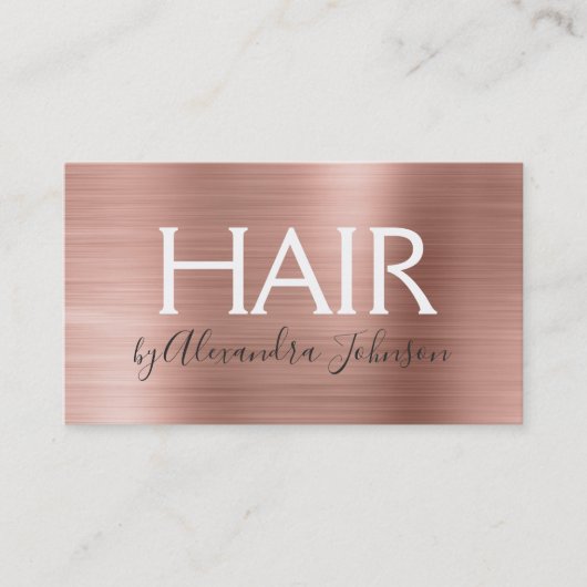 Rosa und Rose Gold gebürstete Stylist Visitenkarte (Vorderseite)