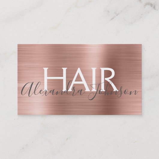 Rosa und Rose Gold gebürstetes Metallfoliensalon Visitenkarte (Vorderseite)