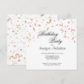 Rosa und Rose Gold Glitzer Confetti Einladung (Vorne/Hinten)